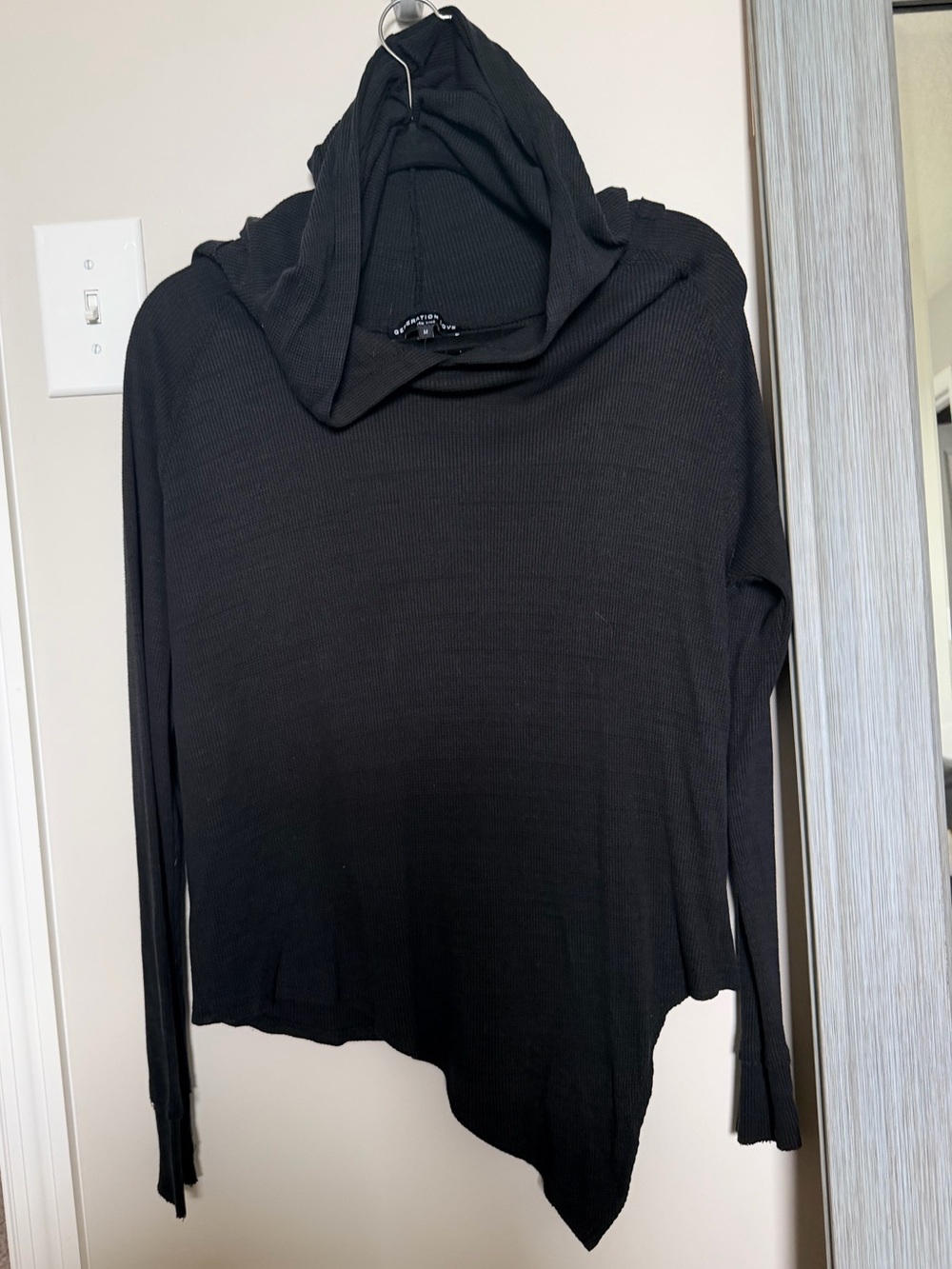 Generation Love Black Hooded Asymmetric Knit hooded Sweater